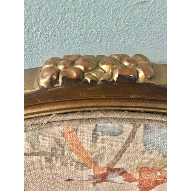 Champagne Late 20th Century Italian Louis XV Style Armchair With Carved Wood Polychrome Finish and Custom Upholstery For Sale - Image 8 of 15