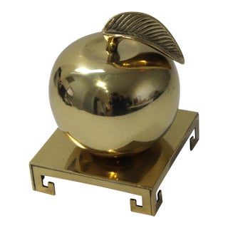 Brass Apple Paper Weight on a Brass Platform For Sale