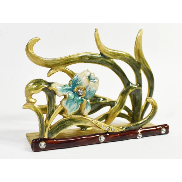 Item Details: Stunning colorful enamel flower design desktop business card holder(also can be used as a letter envelope...