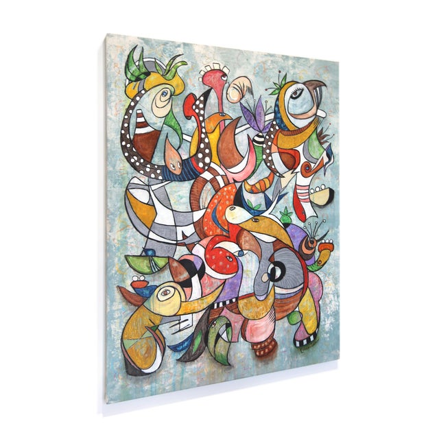 Contemporary The Big Lebowski - Original Expressive Multicolor Abstract Oil Acrylic and Charcoal Painting on Canvas For Sale - Image 3 of 9