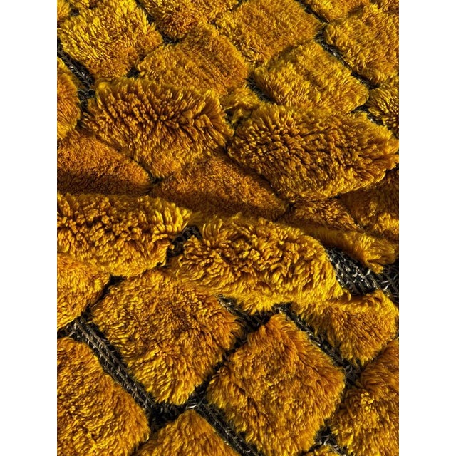 2020s Yellow Mrirt Moroccan Wool Rug – Handmade Thick Wool Berber Rug For Sale - Image 5 of 10