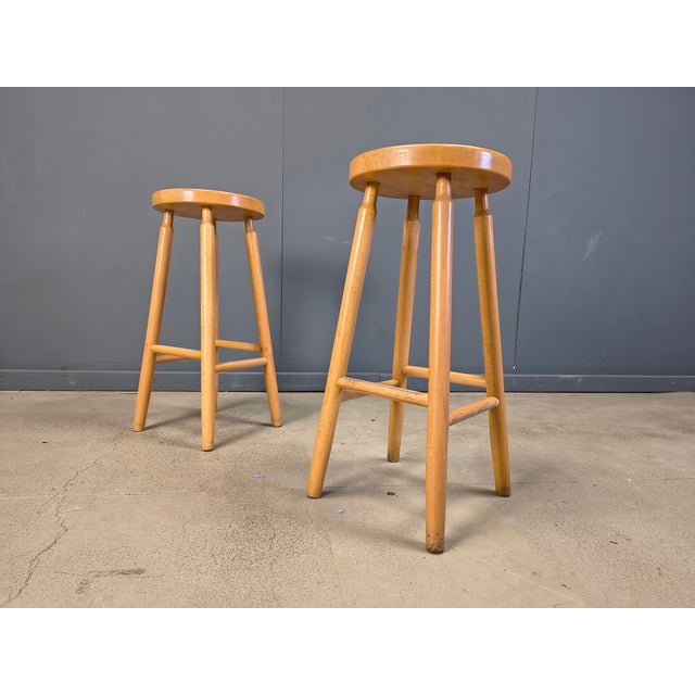 Rustic Alpine Chalet Stools in Wood, 1970s, Set of 11 For Sale - Image 3 of 13