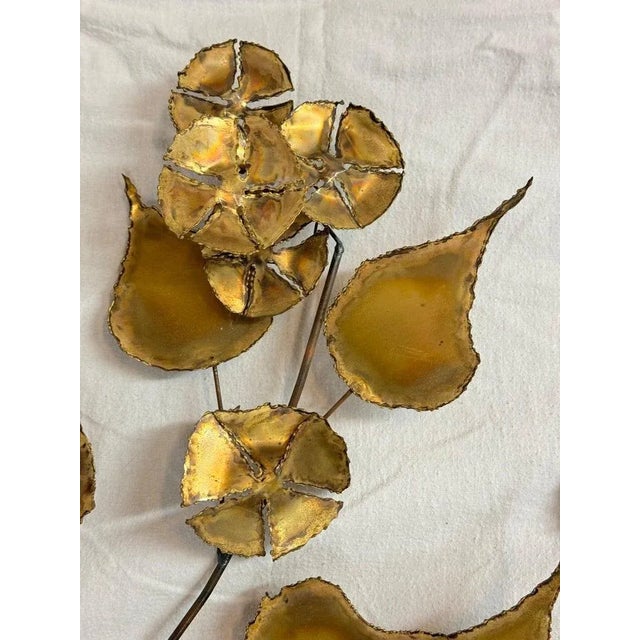 Floral Brutalist Gilt Wall Sculpture in the Style of Curtis Jere For Sale In New York - Image 6 of 12