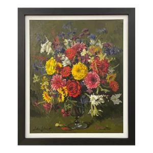 John Whitlock Codner RWA, Still Life Oil Painting of Flowers in Glass Vase by 20th Century British Artist, 1977