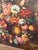 Red Still Life Floral Acrylic on Canvas Painting Antiqued Wood Frame Signed For Sale - Image 8 of 11