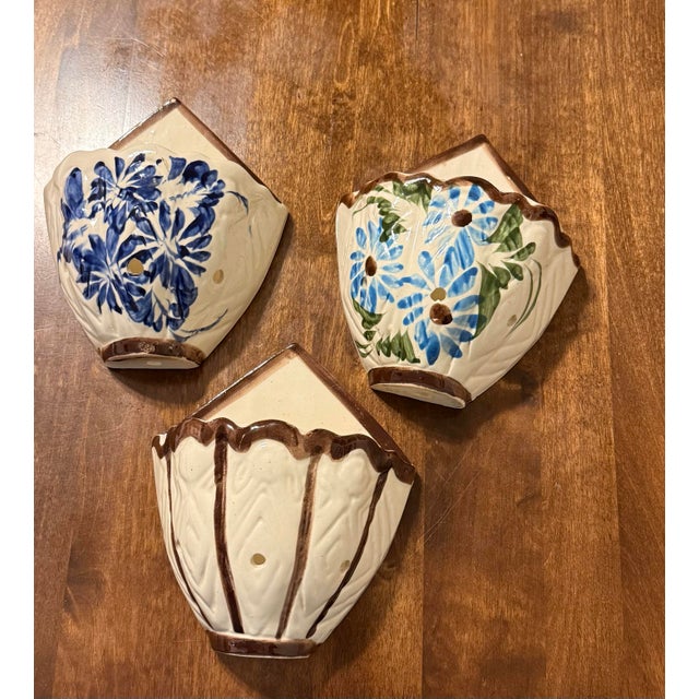 Mid 20th Century Hand Painted Ceramic Wall Pockets For Sale - Image 11 of 11