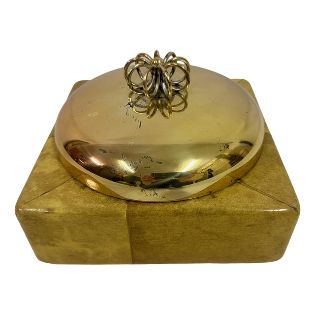 Goatskin and Brass Dish with Lid attributed to Aldo Tura, 1960s For Sale