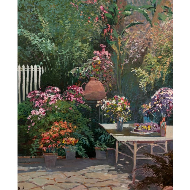 Contemporary Contemporary Large Botanical Garden Landscape Oil Painting, Framed For Sale - Image 3 of 12