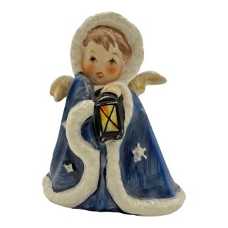 Vintage 1950s Goebel West Germany Petite Angel With Lantern Figurine – Blue Coat Holiday Cherub For Sale
