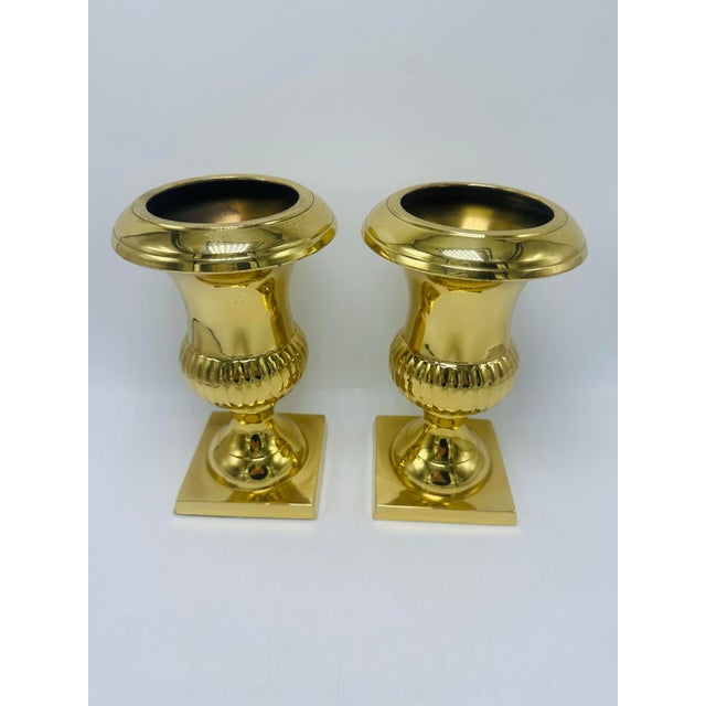 French Heavy Brass Vases, a Pair For Sale - Image 3 of 6