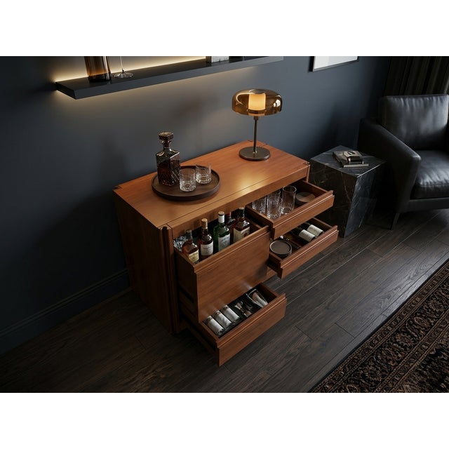 Mid-Century Modern Italian Walnut 4D Series Cabinet Bar by Angelo Mangiarotti for Molteni, 1970s For Sale - Image 3 of 16