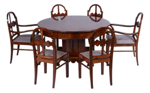 Art Deco Dining Set in Caucasian Walnut, 1920s, Set of 7