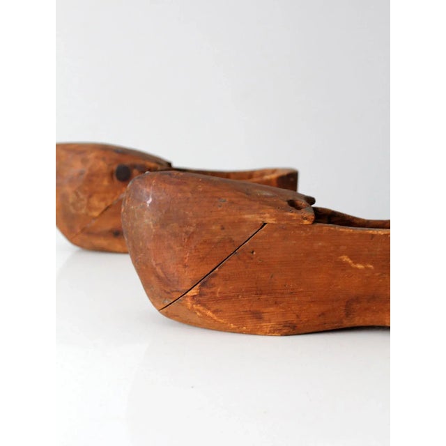 Wood Antique Primitive Wooden Clogs For Sale - Image 7 of 12