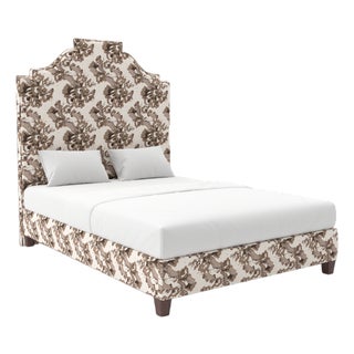 Nina Bed in Schumacher Pyne Hollyhock, Charcoal - Full For Sale