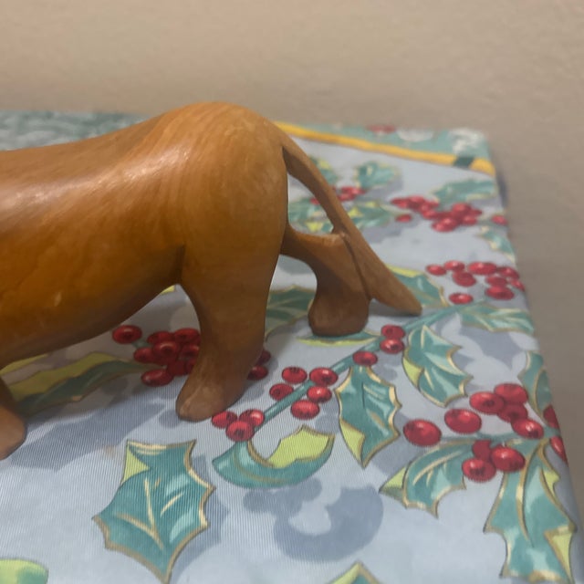 Mid-Century Modern Hand-Carved Teak Wood Roaring Lion Sculpture For Sale - Image 11 of 12