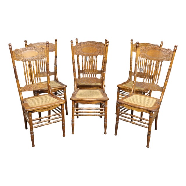 Set of 4 Larkin No. 1 Press Back Quarter Sawn Oak Side Chairs For Sale