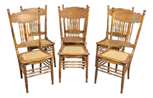 Set of 4 Larkin No. 1 Press Back Quarter Sawn Oak Side Chairs