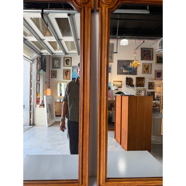 1970s Mid-Century Thomasville Walnut Wood Wall Mirrors – A Pair For Sale - Image 10 of 12