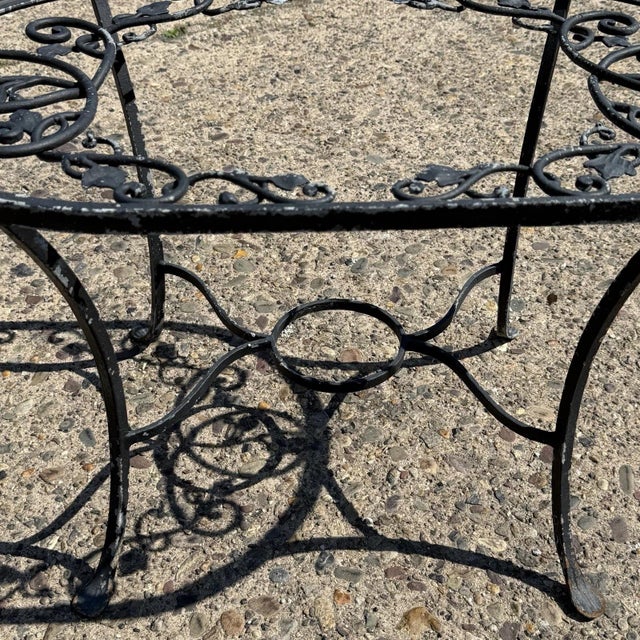 Mid 20th Century Vintage Salterini Style Leaf Vine Scroll Wrought Iron Oval Patio Coffee Table For Sale - Image 5 of 11