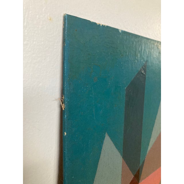 Benjamin Ben Frazier Cunningham (1925-1975) Painting Oil on Canvas Board 1952 “Scarlet” Op Art Hard Edge Mid Century 16”x20” For Sale - Image 9 of 12