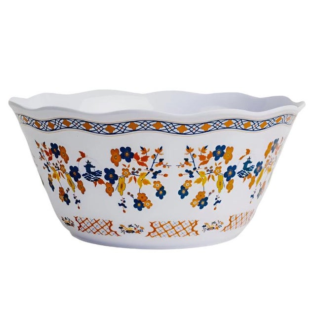 Traditional Blooming Sunset Pagoda Melamine Serving Bowl For Sale - Image 3 of 3