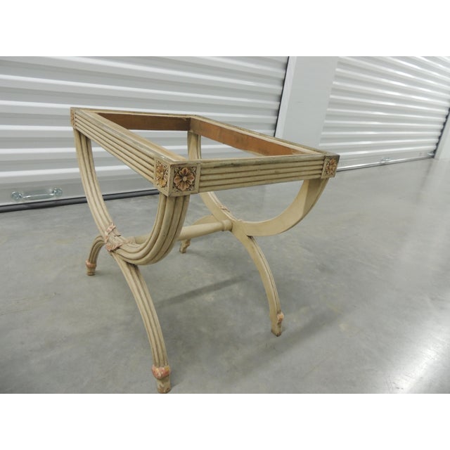 Vintage Louis XVI Style Bench Wood Frame For Sale In Tampa - Image 6 of 9