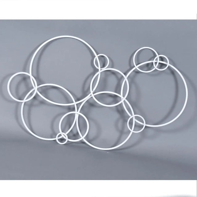 White Set of 3 White Metal Circles Modern Abstract Wall Art Sculptures For Sale - Image 8 of 15