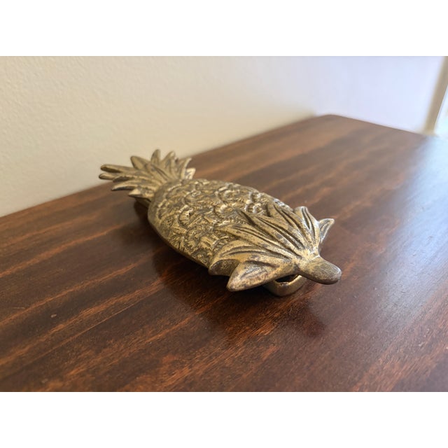 Late 20th Century Vintage Cast Brass Pineapple Door Knocker With Aged Patina For Sale - Image 5 of 8