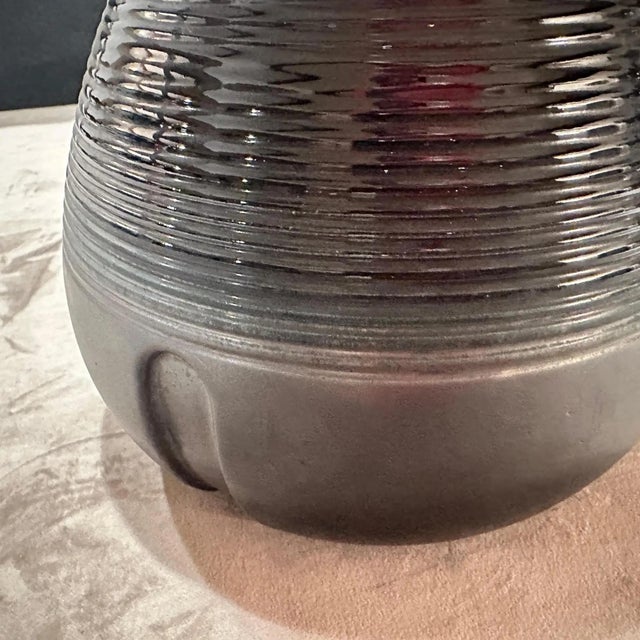 Black 1970s Modern Gray and Black Ceramic Italian Vase by Ceramiche Santambrogio For Sale - Image 8 of 12