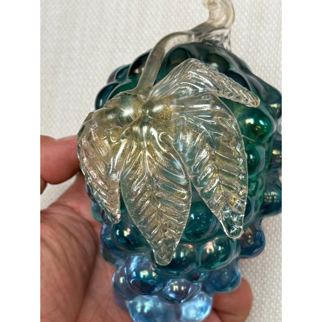Kugel Style Iridescent Blue Art Glass Bunch of Grapes Sculpture For Sale In San Francisco - Image 6 of 8