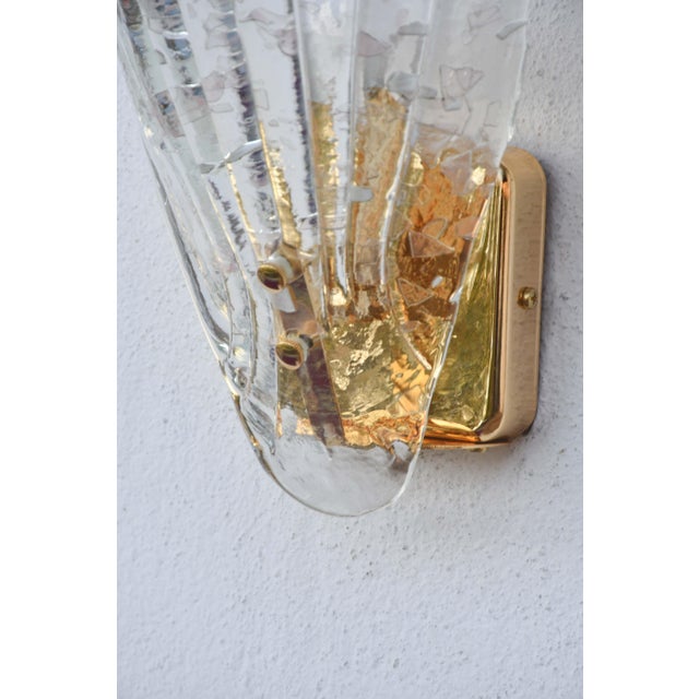 Italian Vintage Italian Murano Glass Wall Lamps, Gold Plated, 1970s - Set of 2 For Sale - Image 3 of 18