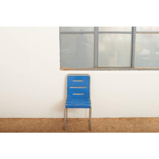 Vintage Garden Chair in Steel, Plywood, and Wood Slats For Sale - Image 12 of 13