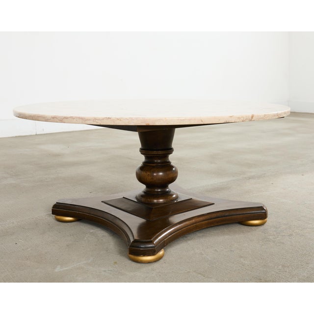 Midcentury Round Marble Top Pedestal Cocktail Table For Sale - Image 12 of 16