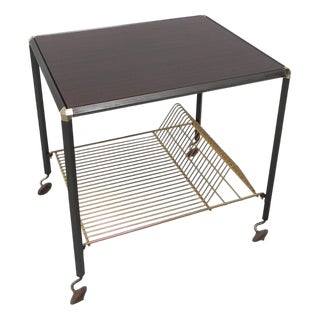 Vintage Coffee Table on Castors with Singles Rack, 1960s For Sale