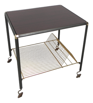 Vintage Coffee Table on Castors with Singles Rack, 1960s