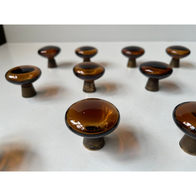 Vintage Swedish Amber Glass Cabinet Knobs, 1960s, Set of 16 For Sale - Image 6 of 9