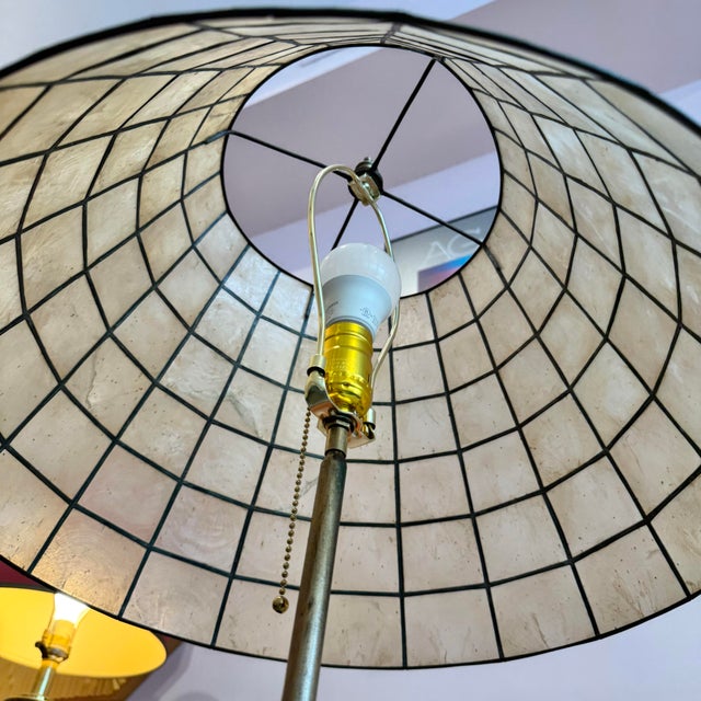 Vintage Capiz Shell Floor Lamp With Sheaf of Wheat Table For Sale - Image 9 of 11