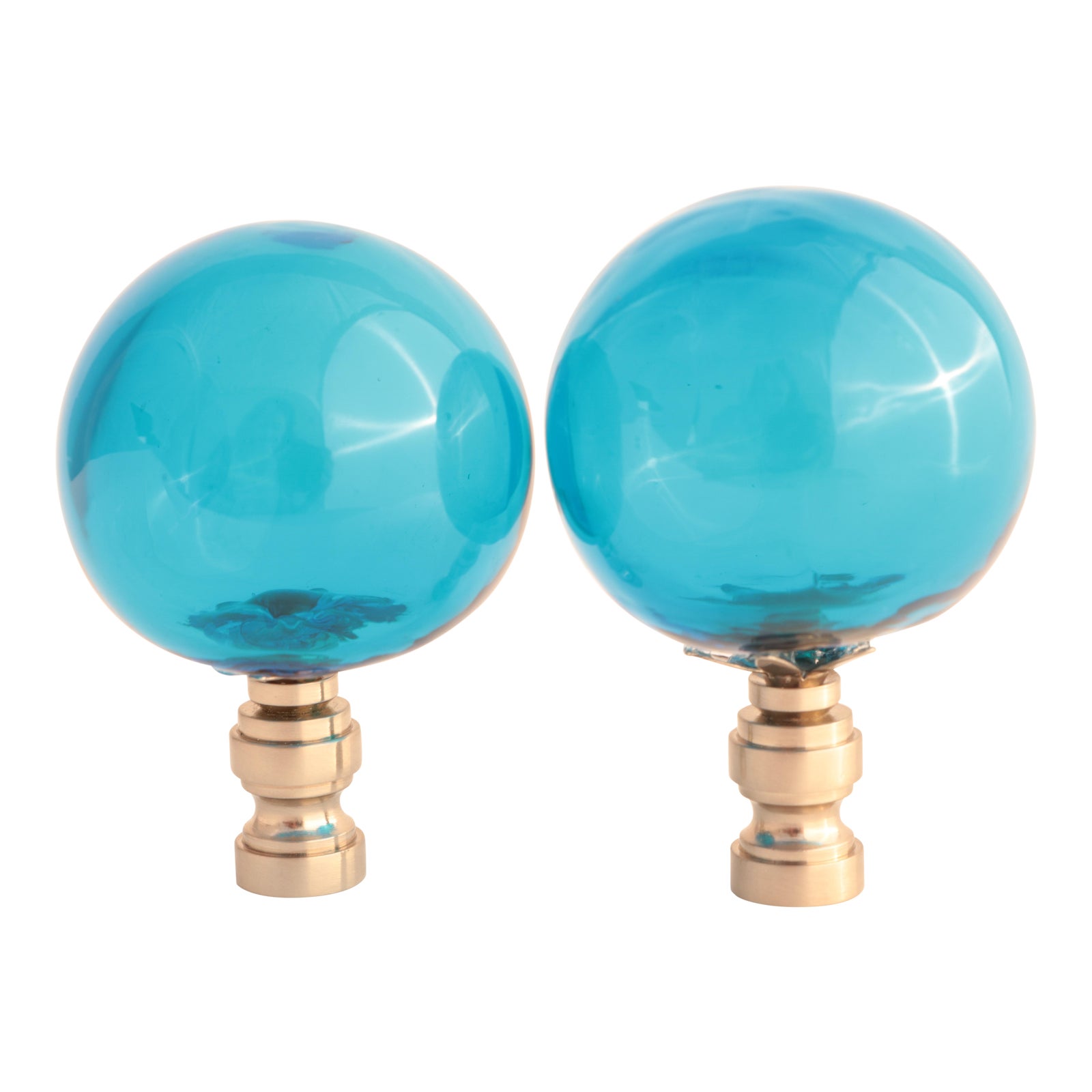 Ocean Blue Blown Glass Lamp Finials a Pair Chairish