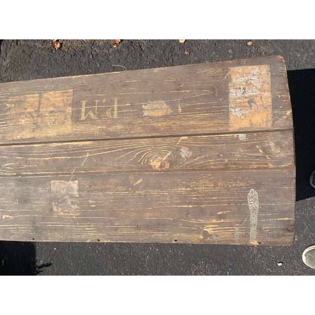 French Country Antique Wood Travel Trunk - Primitive Wooden Storage Chest For Sale - Image 3 of 12