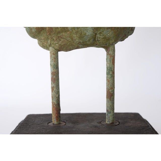 Large Rustic Verdigris Wing Sculptures on Stands - A Pair For Sale - Image 14 of 18
