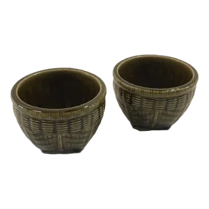 1990’s Thai Celadon Cache Pots in English Jade Glaze - a Pair
