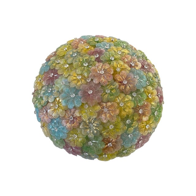 Multiple Murano Glass Flower Flushmount attributed to Seguso, 1960s For Sale - Image 11 of 11