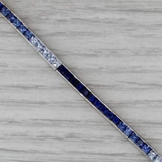 11.50ctw Lab Created Blue Sapphire Tennis Bracelet 10k White Gold 7.25" 4mm For Sale In Greensboro - Image 6 of 7