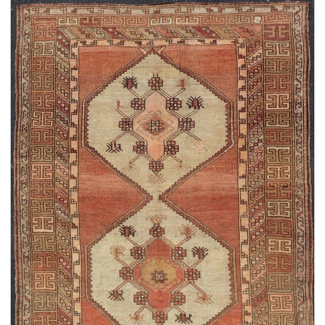 Tribal Vintage Turkish Gallery Kars Rug With Soft Cream and Terracotta 5'5 X 11'2 For Sale - Image 3 of 10