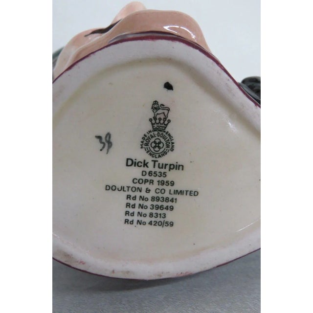 Mid 20th Century Royal Doulton Dick Turpin D6535 English Ceramic Small Character Mug Jug For Sale - Image 5 of 11