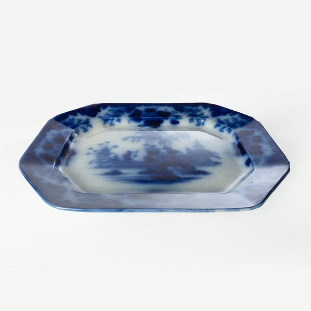 Victorian 1840's J. G. Alcock Scinde Pattern Flow Blue Platter For Sale - Image 3 of 6