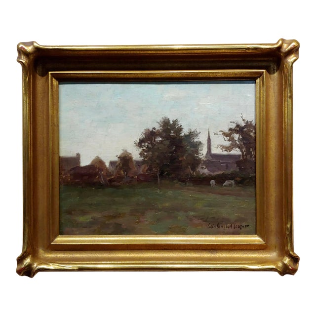 Colin Campbell Cooper -19th Century Country Town Landscape-Oil Painting For Sale