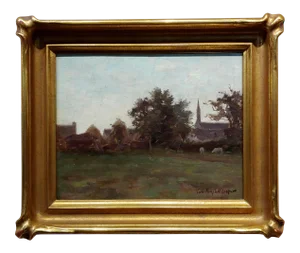 Colin Campbell Cooper -19th Century Country Town Landscape-Oil Painting