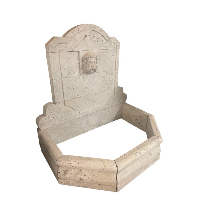 Vintage Neoclassical Cast Stone Wall Fountain With Carved Bacchus Spout For Sale - Image 4 of 9