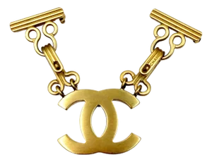 Chanel Vintage Gold CC Hook and Eye Large Double Brooch